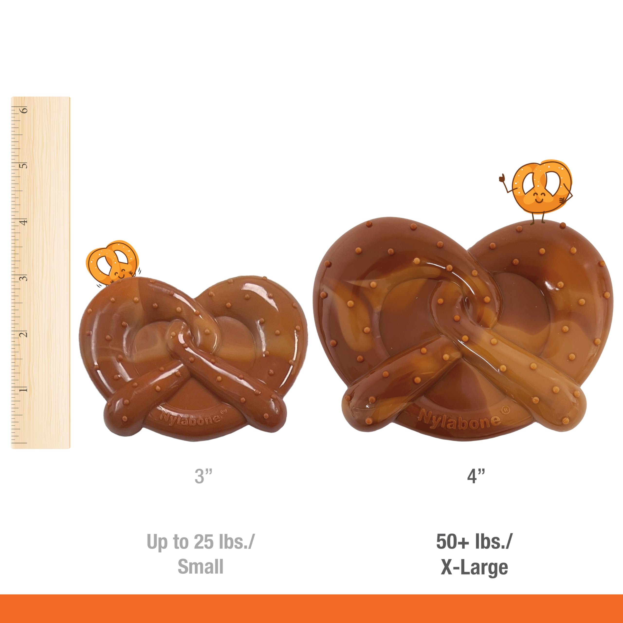 Nylabone Pretzel Power Chew Toy dental-grooves illustrate teeth-friendly texture during chewing