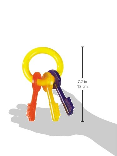 Nylabone Puppy Chew Key Ring Toy bacon flavor entices puppies for longer chew sessions