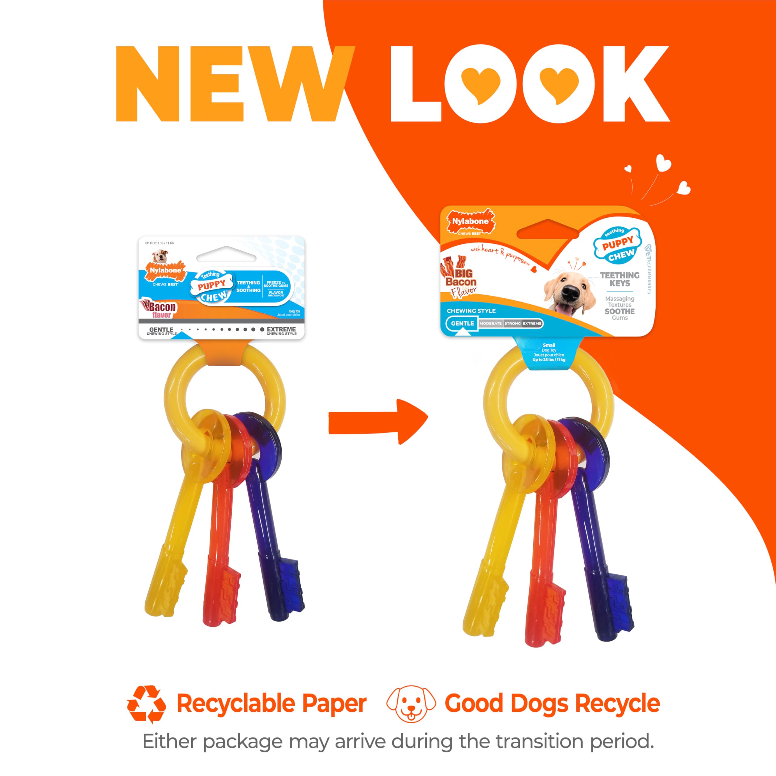 Nylabone Puppy Chew Key Ring Toy three-key design fits small puppy mouths