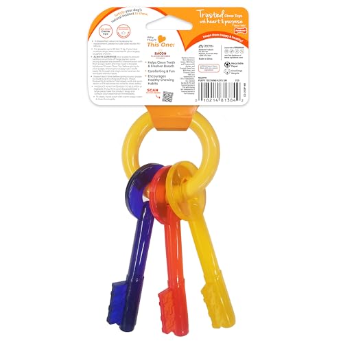 Nylabone Puppy Chew Key Ring Toy flavor infusion keeps puppies engaged longer