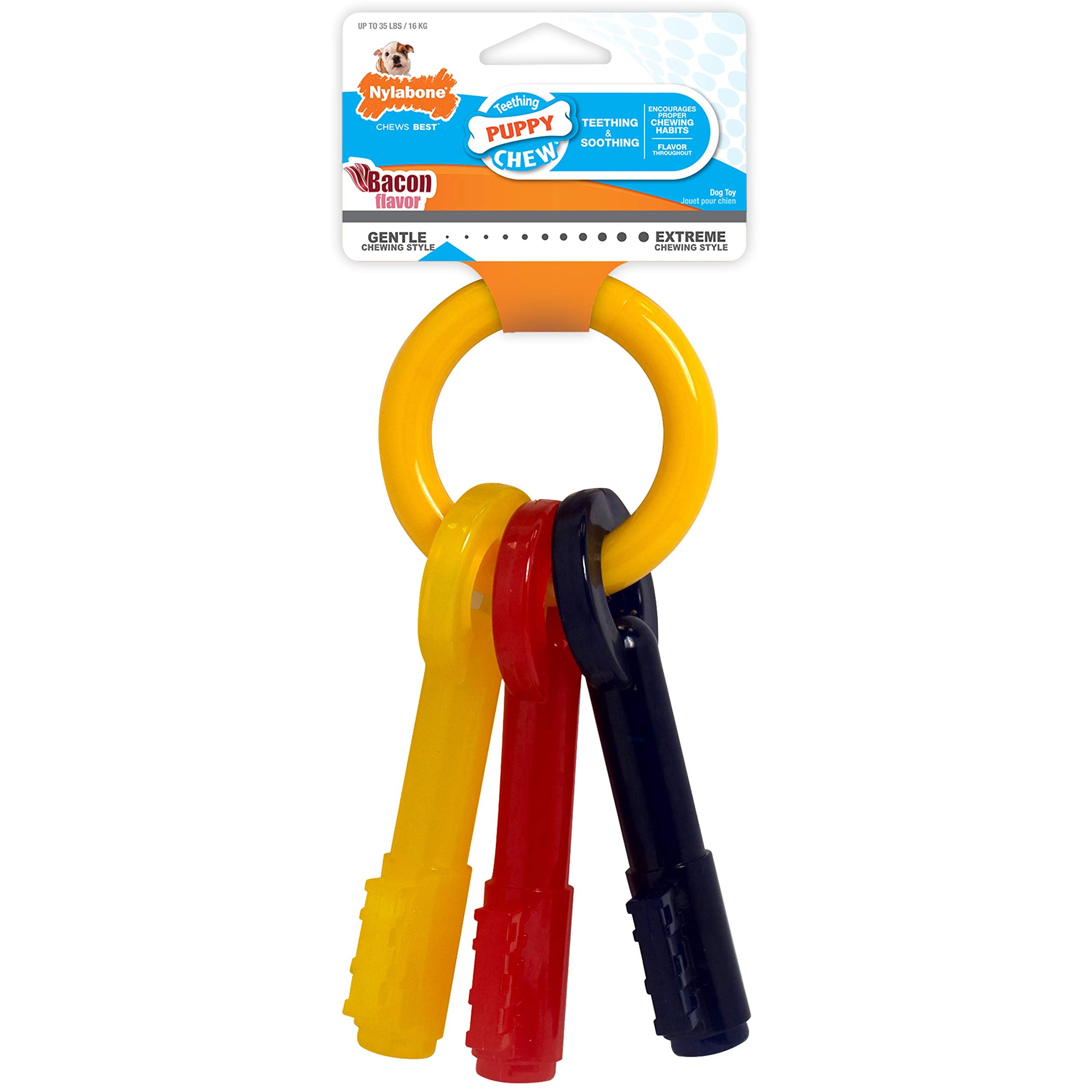 Nylabone puppy keys color variety supports interactive play and chewing habits