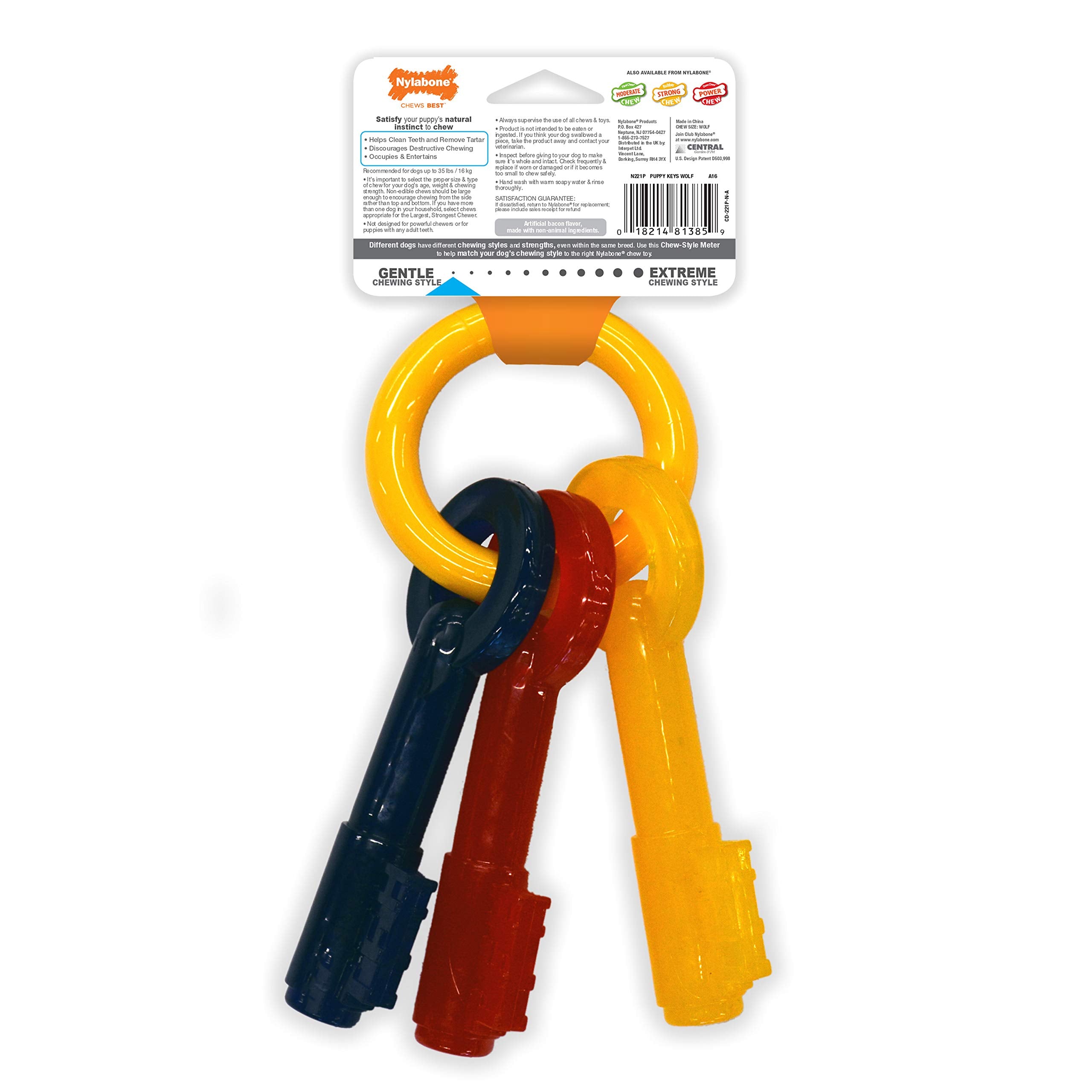 Nylabone puppy keys soft texture provides comforting mouth feel during teething