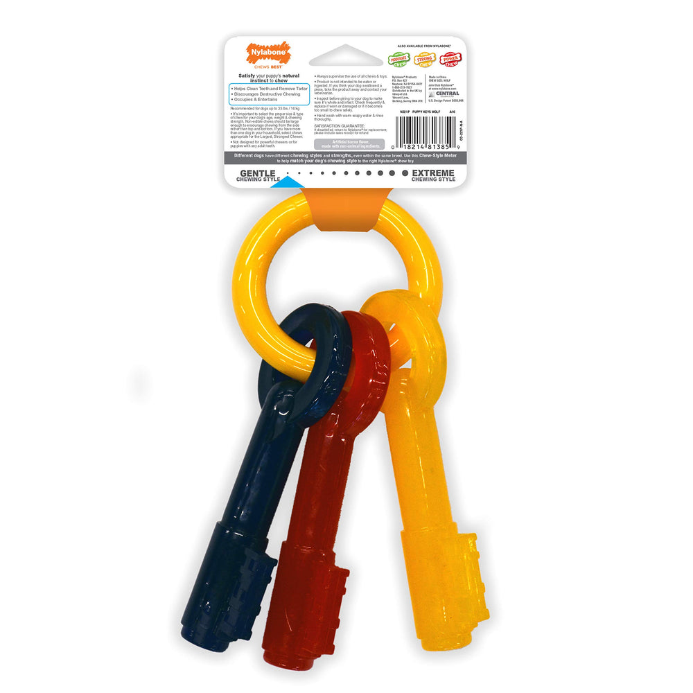 Nylabone puppy keys soft texture provides comforting mouth feel during teething