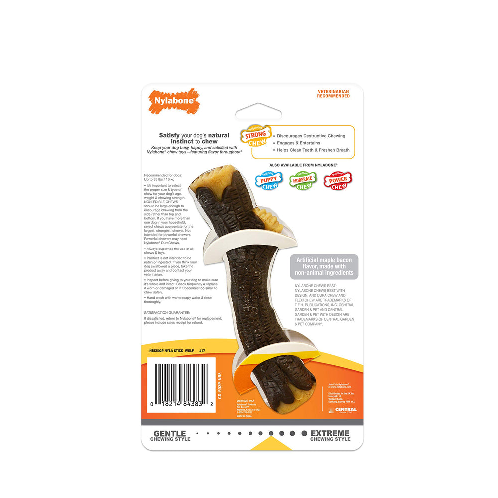 Nylabone Real Wood Stick Toy textured bark detail suitable for engaging chewing
