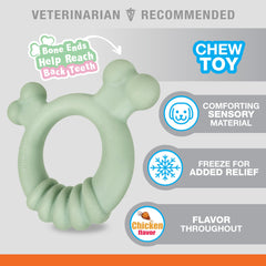 Nylabone Sensory Ring photographed frozen for extra gum relief during teething.