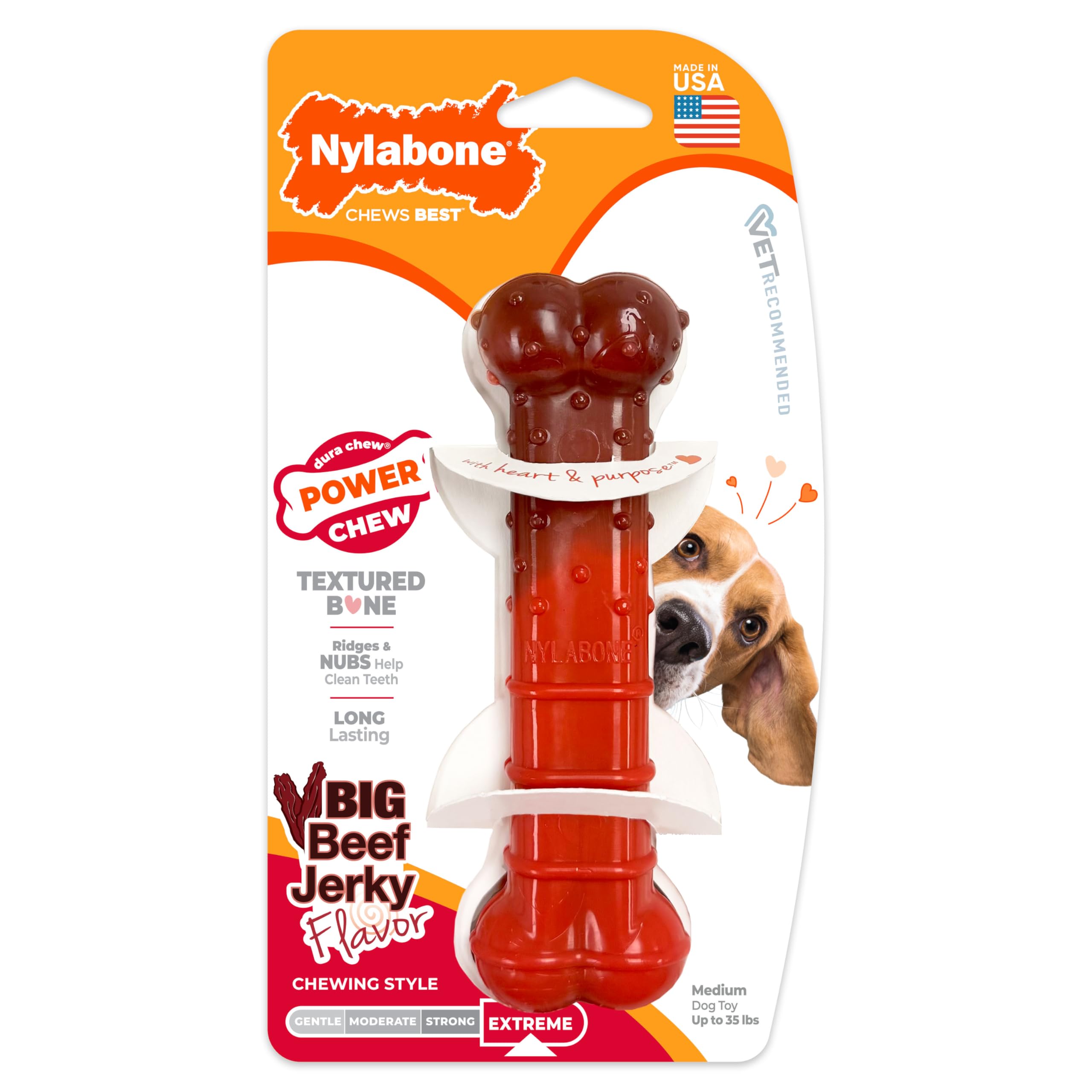 Nylabone Textured Bone Power Chew Toy acts as a boredom-buster during playtime.