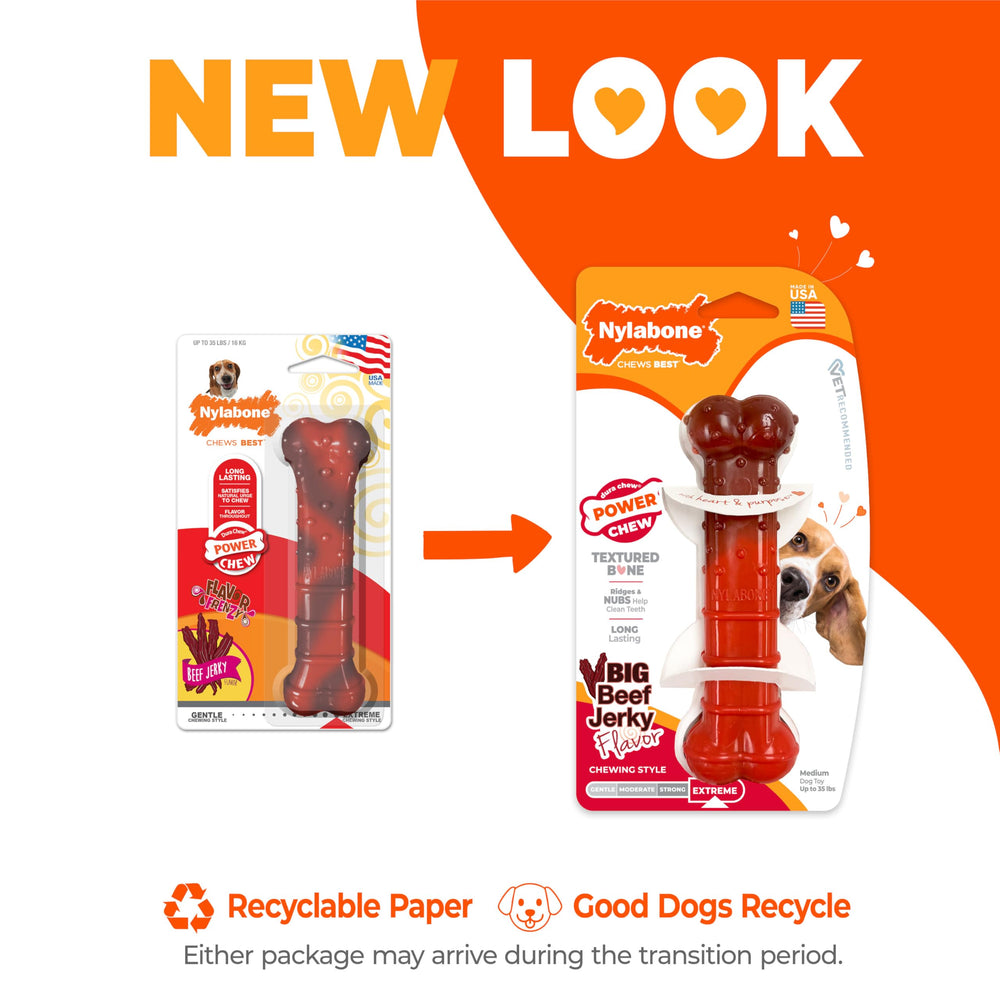 Nylabone Textured Bone Power Chew Toy closeup shows ridges for tooth-cleaning.