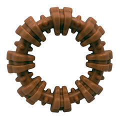 Nylabone textured ring power chew toy for large dogs, side view highlighting durable chewing ring.
