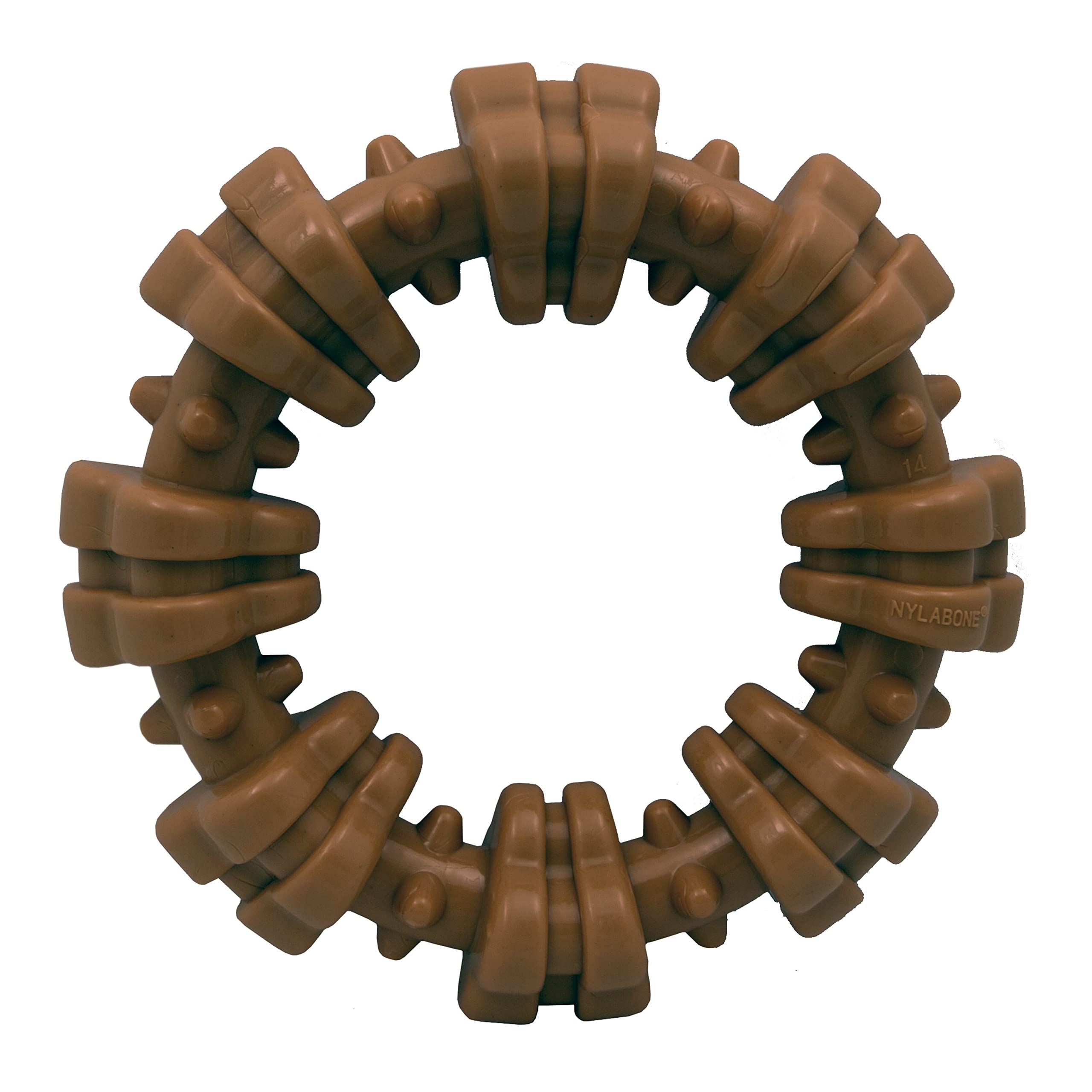 Nylabone textured ring Power Chew Toy for small dogs close-up shows raised nubs for teeth cleaning