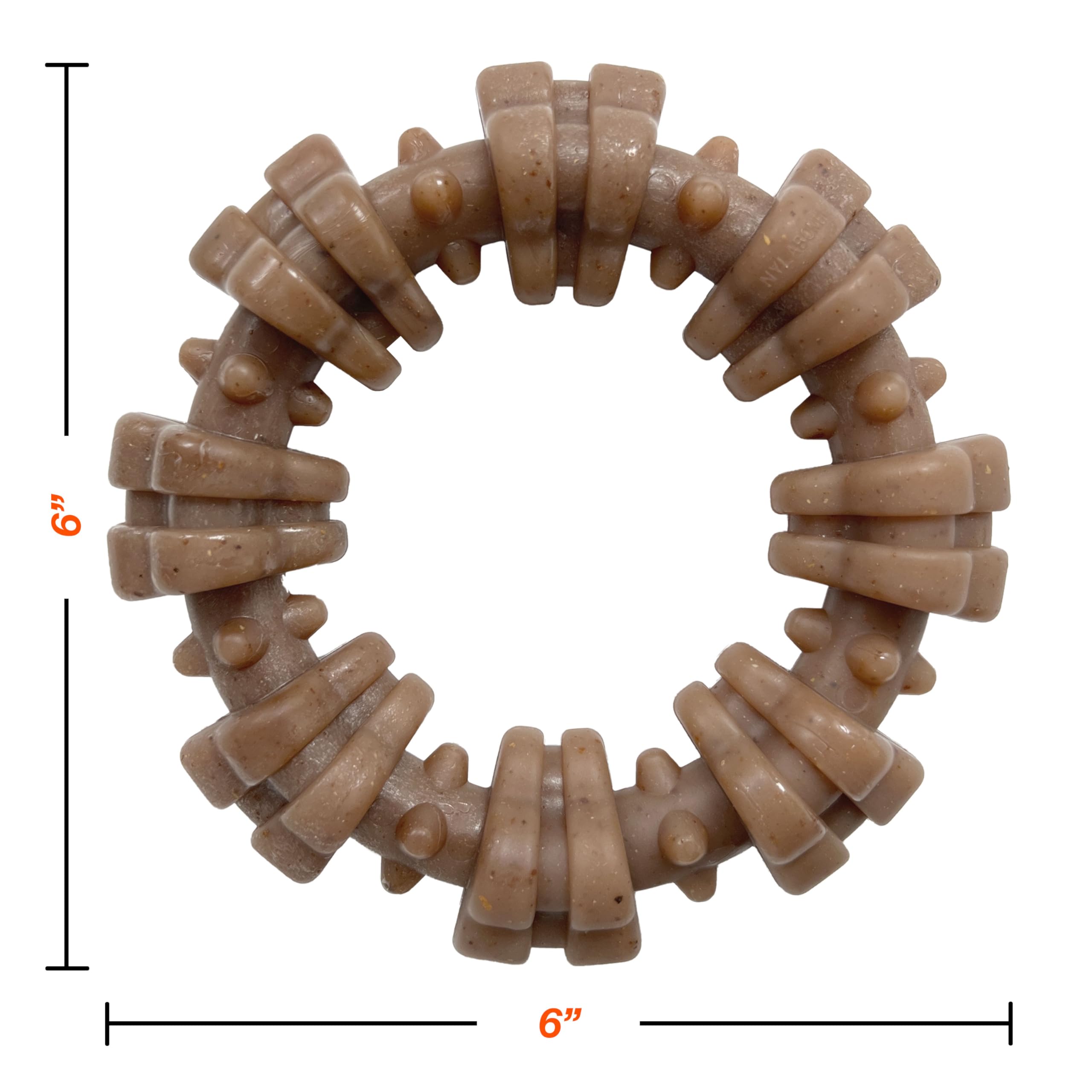 Nylabone textured ring real meat flavor for lasting chewing appeal.
