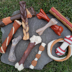 Nylabone USA-made dog toy promotes safer chewing with no grease.