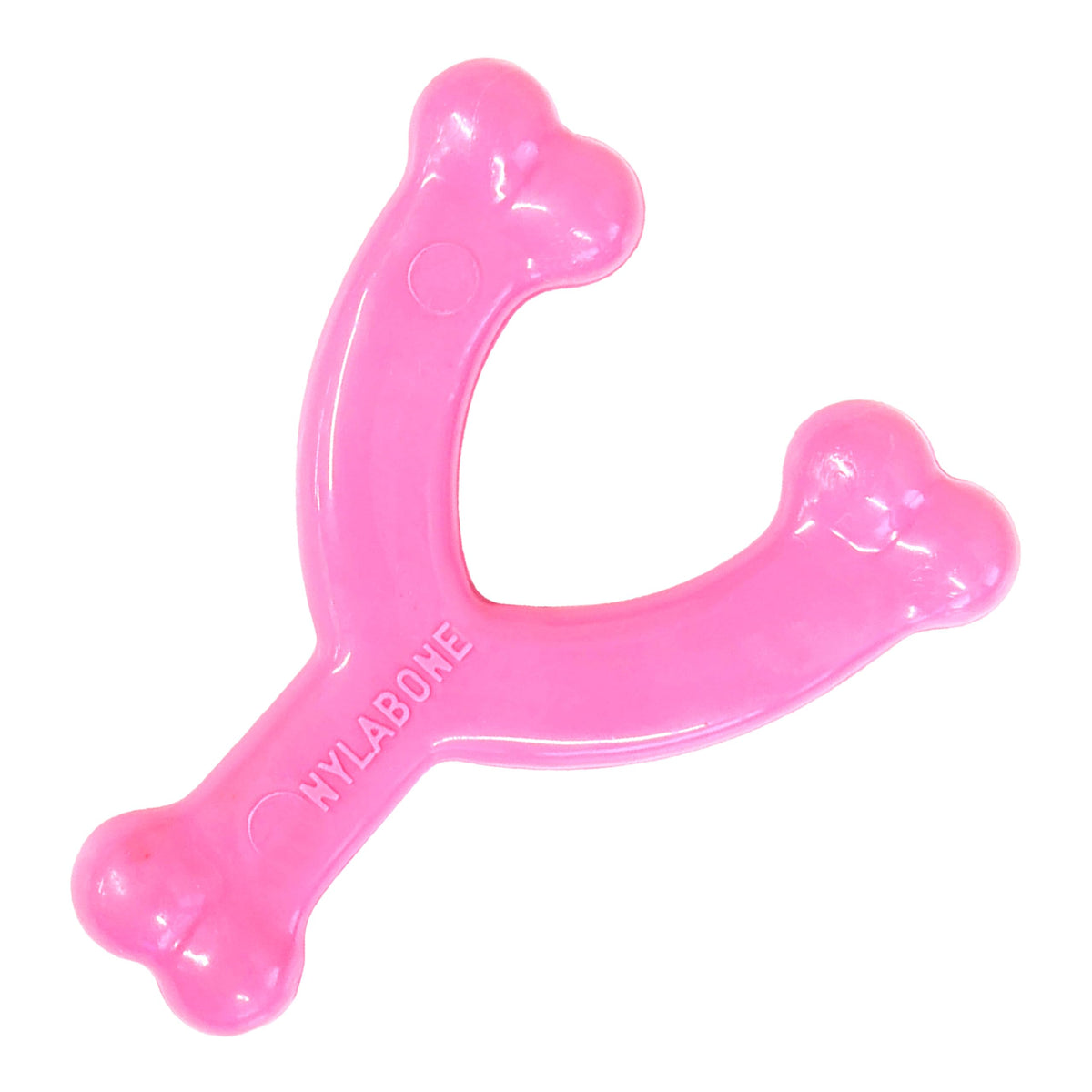 Nylabone Wishbone puppy chew toy pink three ends for engaging teething sessions