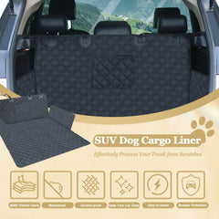NYLSYT SUV cargo liner side flap protects trunk walls from dog claws during trips.