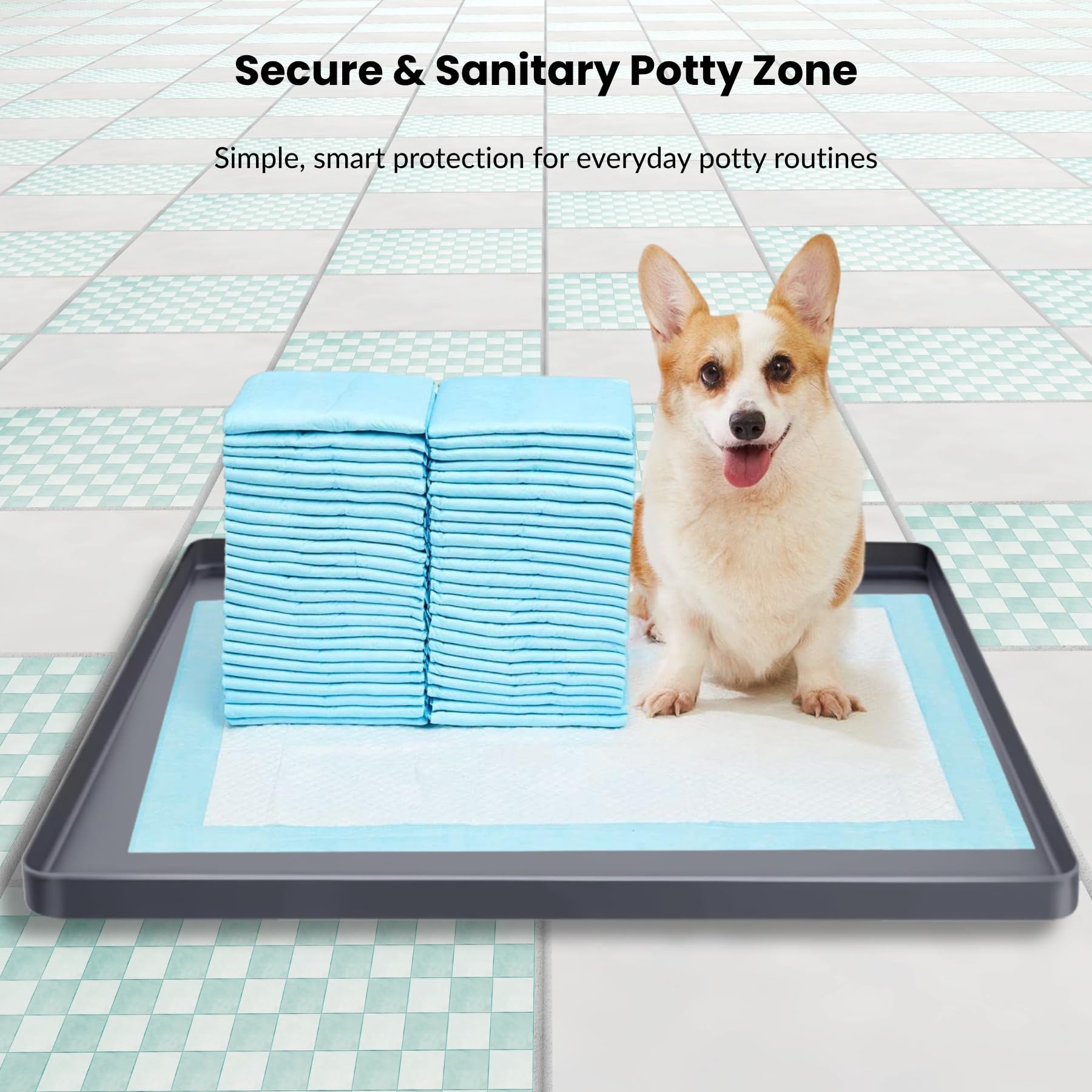 Nyoria pee pad holder dark gray finish blends with decor.