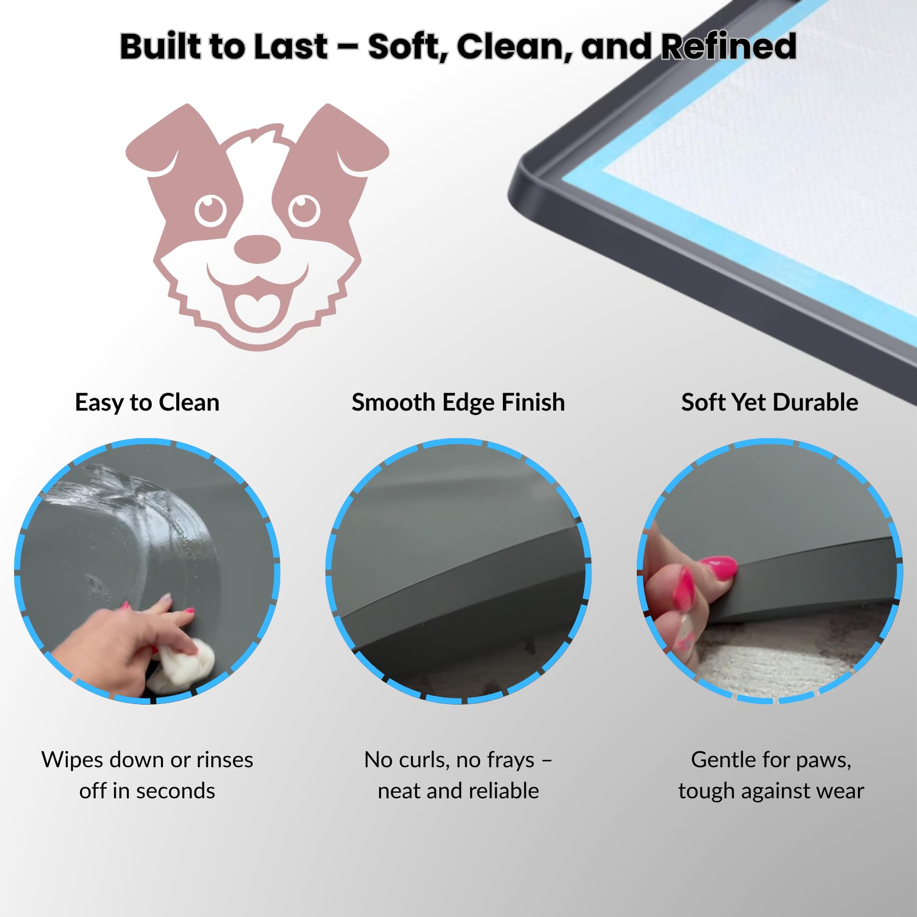 Nyoria pee pad holder reusable base makes cleanup simple.