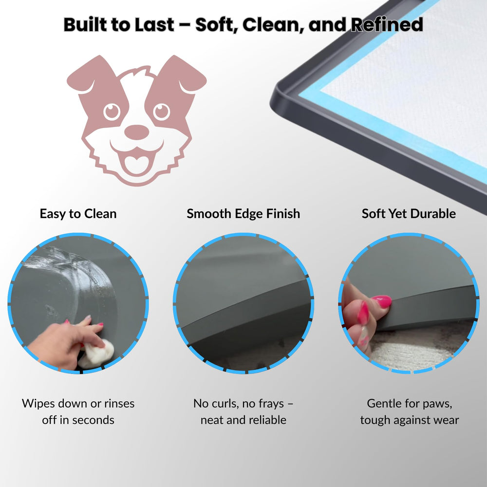 Nyoria pee pad holder reusable base makes cleanup simple.