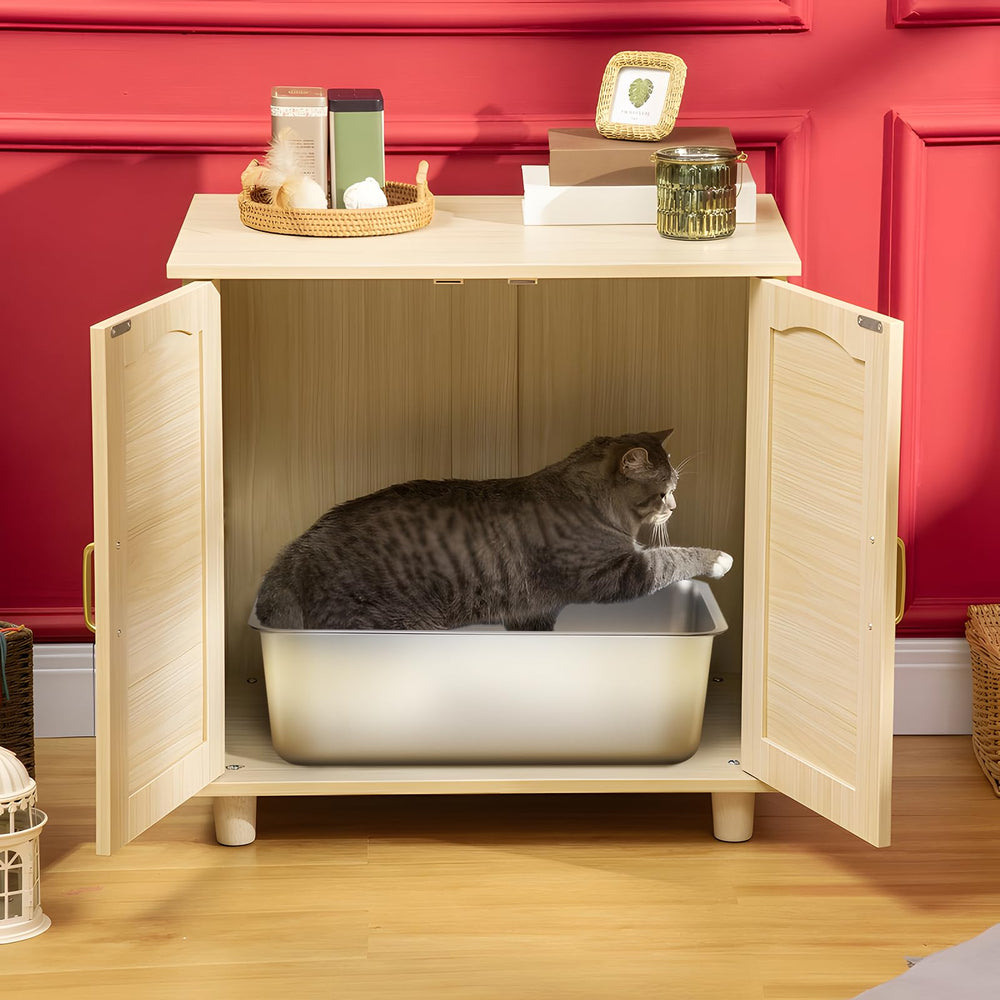 Nyutu litter box dimensions 17.7 by 13.8 by 6 inches fit in corners.