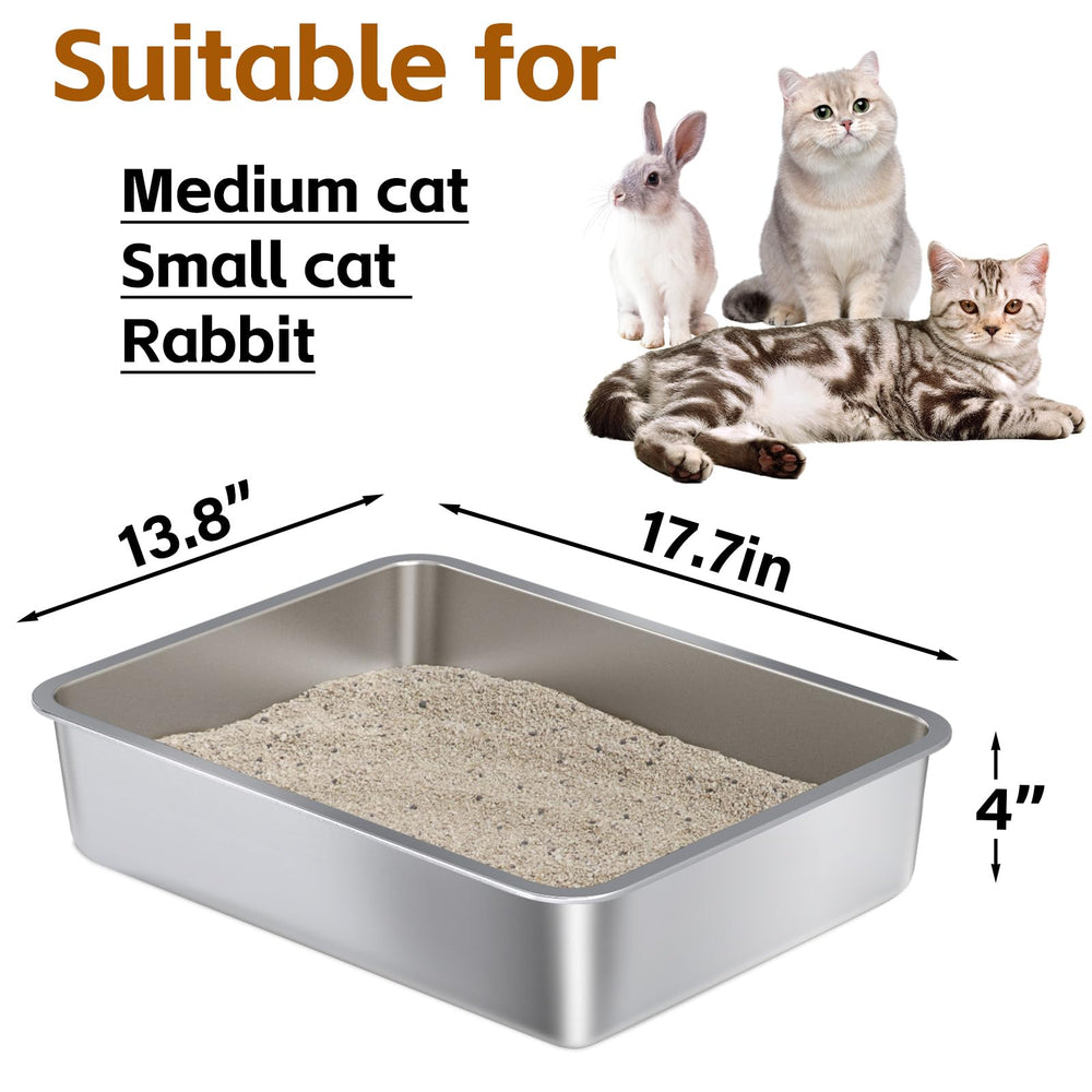 Nyutu stainless steel litter box low-entry aids easy entry for kittens and small cats