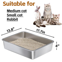 Nyutu stainless steel litter box low-entry aids easy entry for kittens and small cats