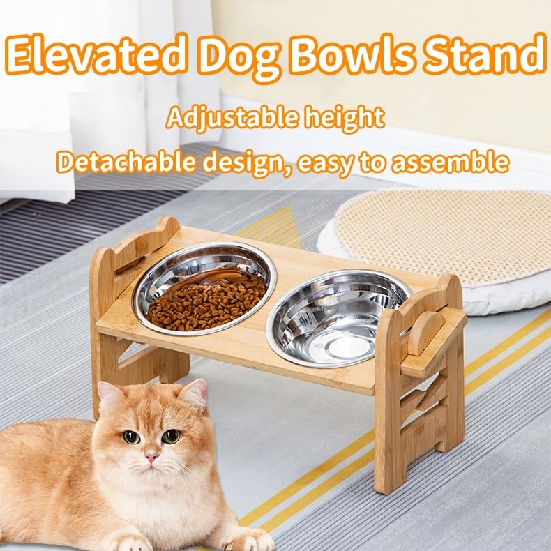 NYXXZ elevated dog bowls showing 15-degree tilt for comfortable dining