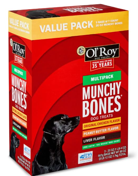 O-Roy Munchy Bones treat-time scene showcases tasty rewards.