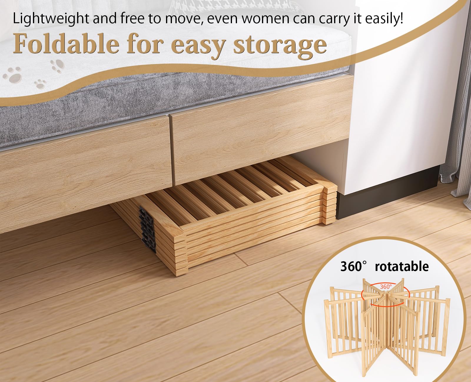 Oapety solid wood pet gate dimensions show flexible, wide coverage.