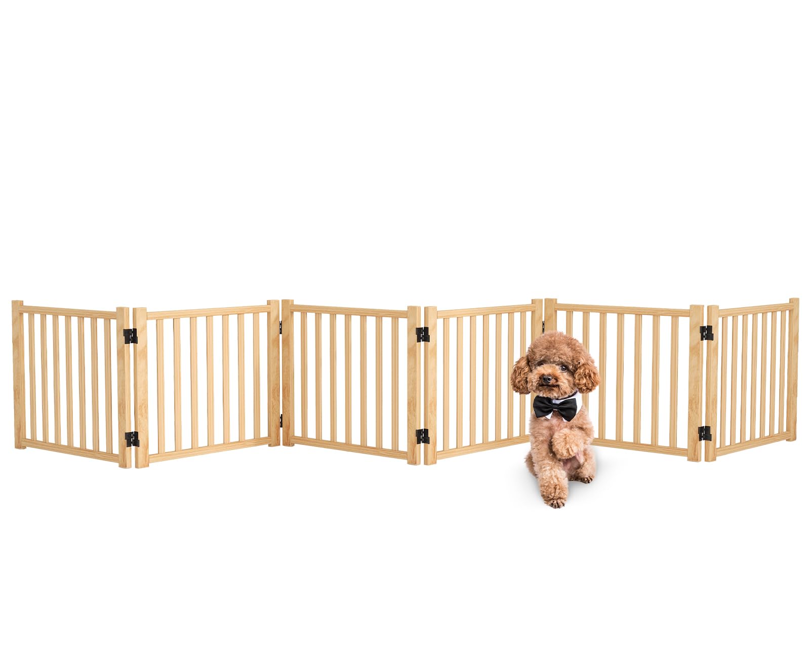 Oapety solid wood pet gate folding design provides adaptable doorway safety.