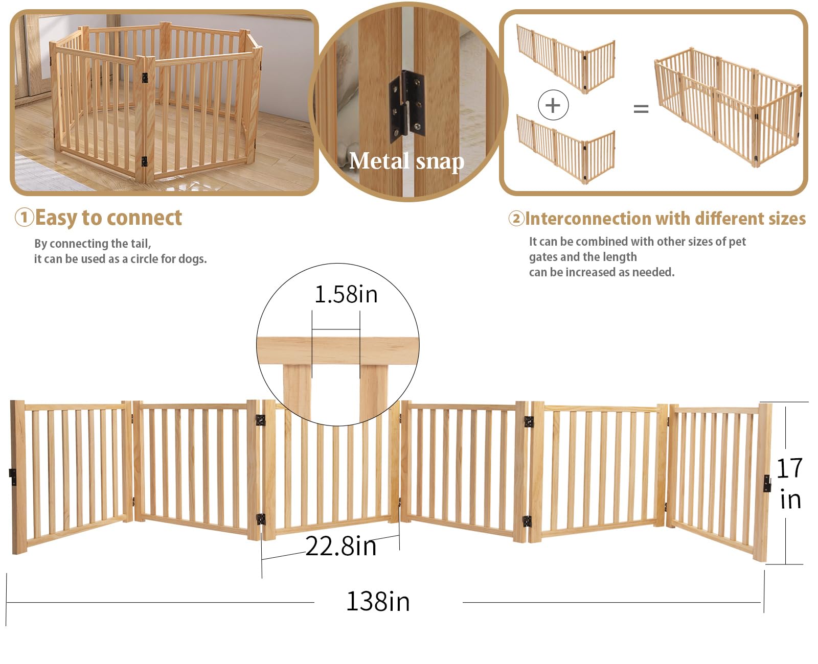 Oapety solid wood pet gate indoors is ideal for foyers and stairs.