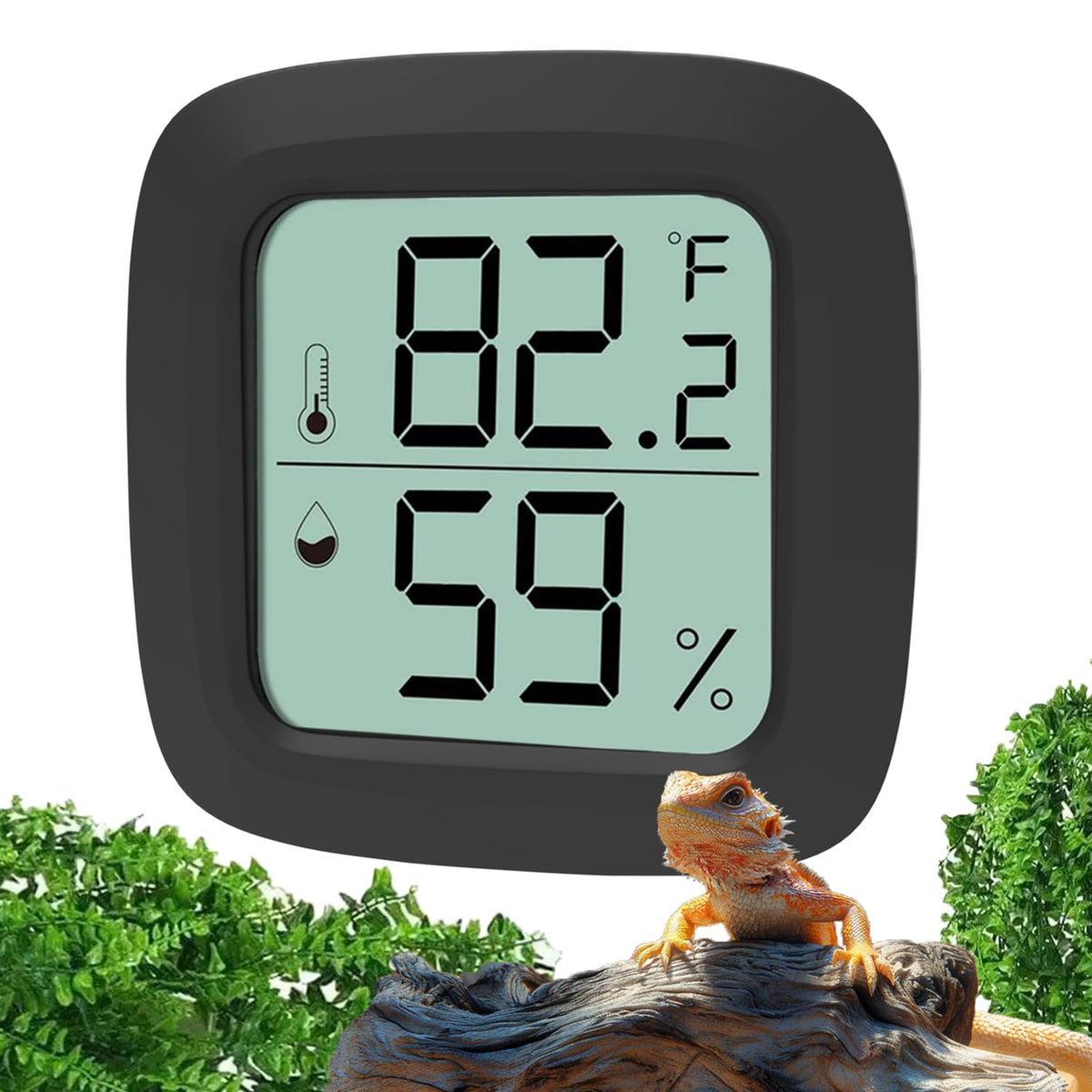 Oasirep Black Reptile Thermometer front display for quick tank temperature checks.