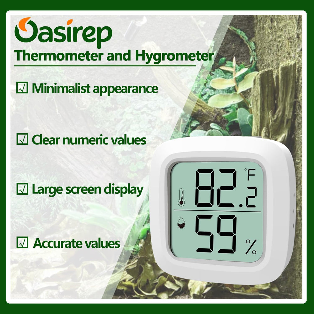 Oasirep reptile thermometer powered by CR2032 for long life.