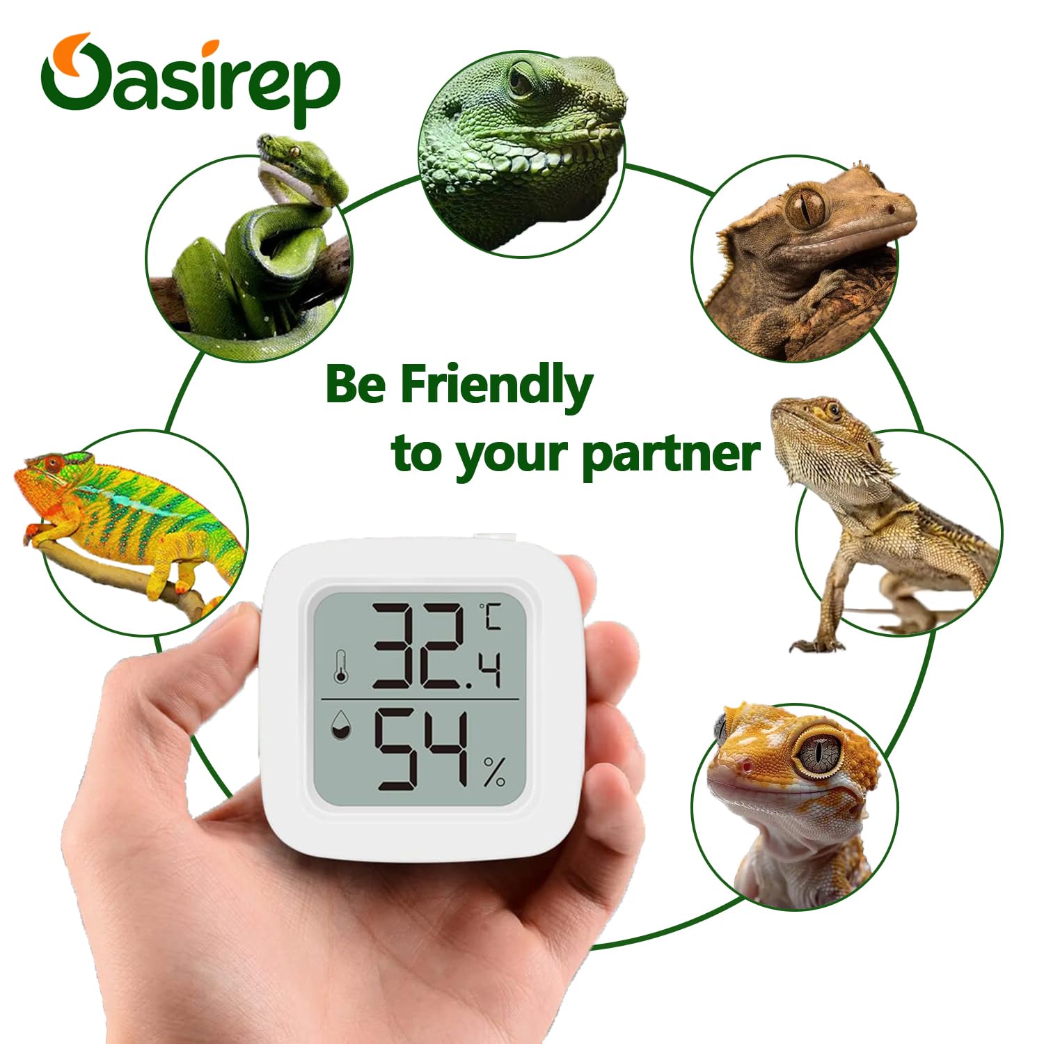 Oasirep eco-friendly ABS resin thermometer safe for habitats.