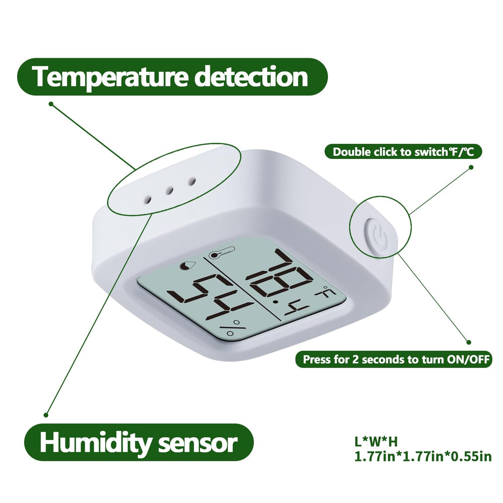 Oasirep digital thermometer shows temperature and humidity at a glance.