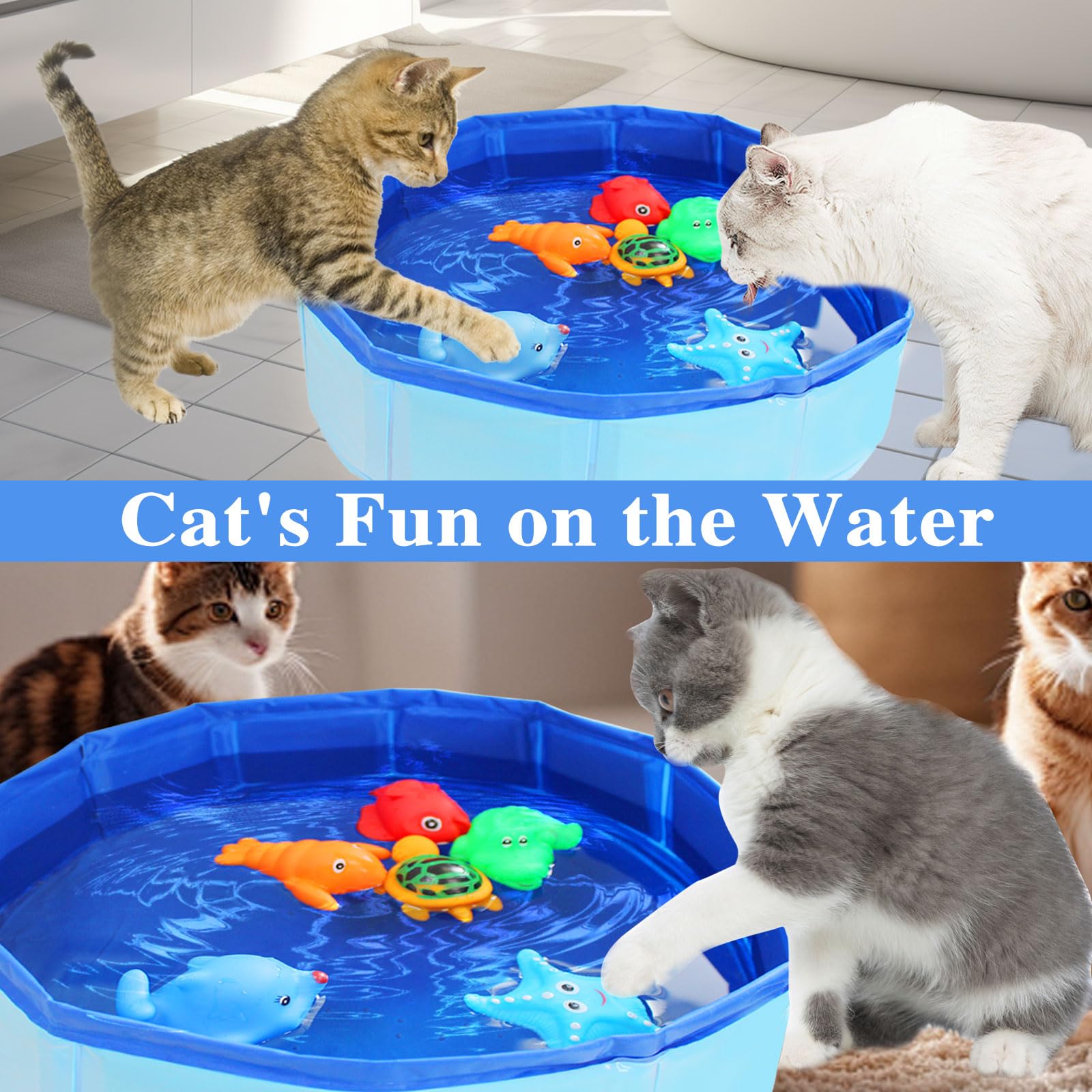 Obfuscate cat pool toy colorful simulated marine animals stimulate hunting instincts safely.