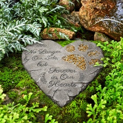 OBSI heart-shaped-dog-memorial-stone offers a soothing garden remembrance focal point.