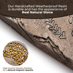 OBSI pawprint memorial with metallic pebbles adds sparkle to outdoor garden memorial.