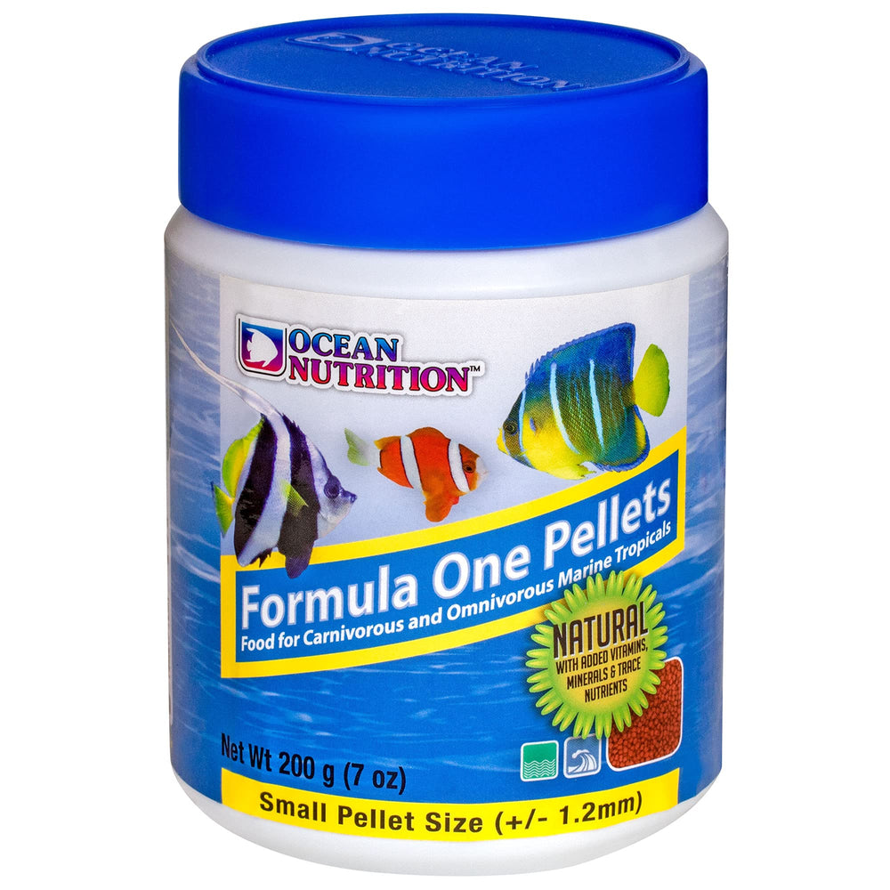 Ocean Nutrition angel fish diet closeup highlights premium ingredients from Thailand.