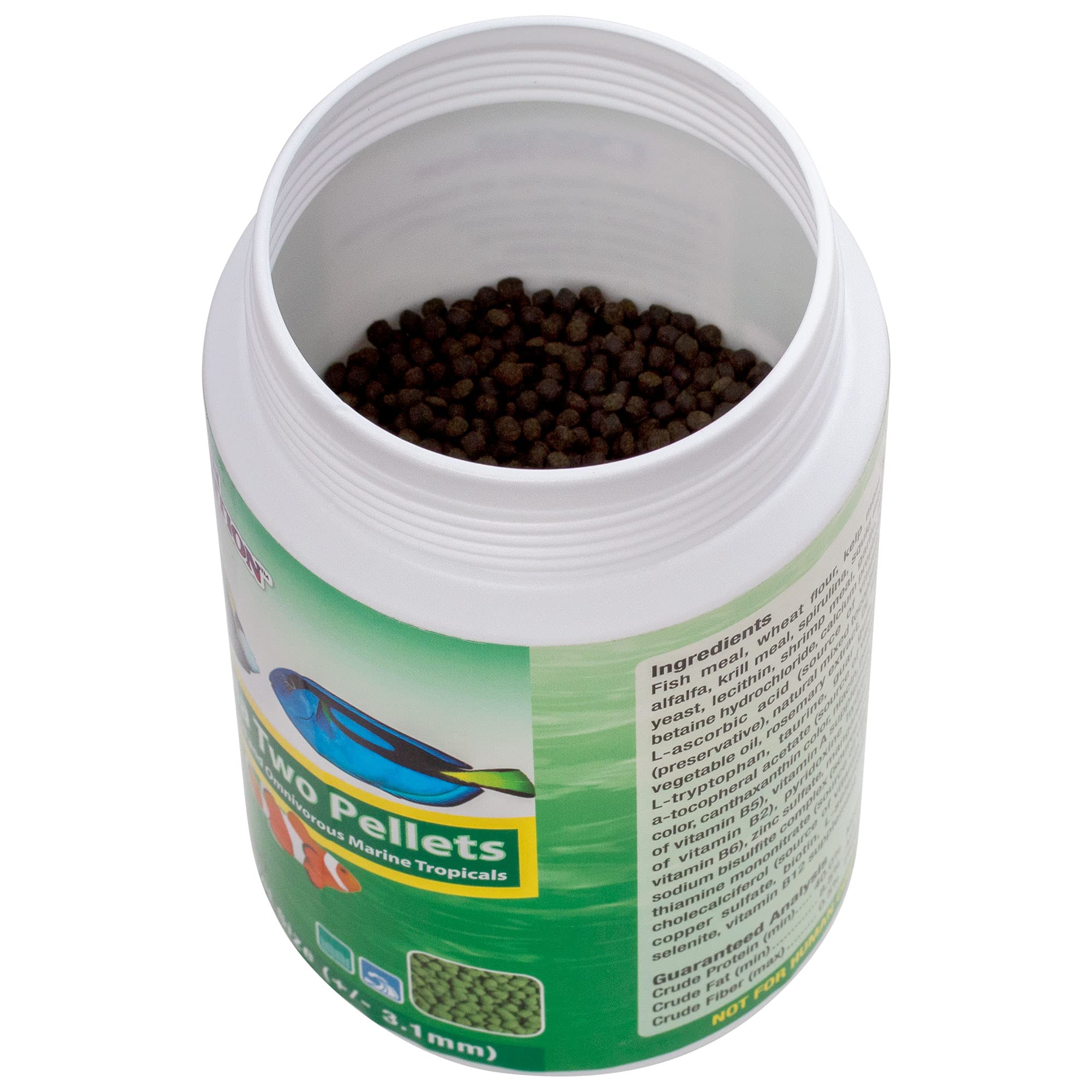Vibrant color enhancement in tropical fish fed Formula Two Pellets