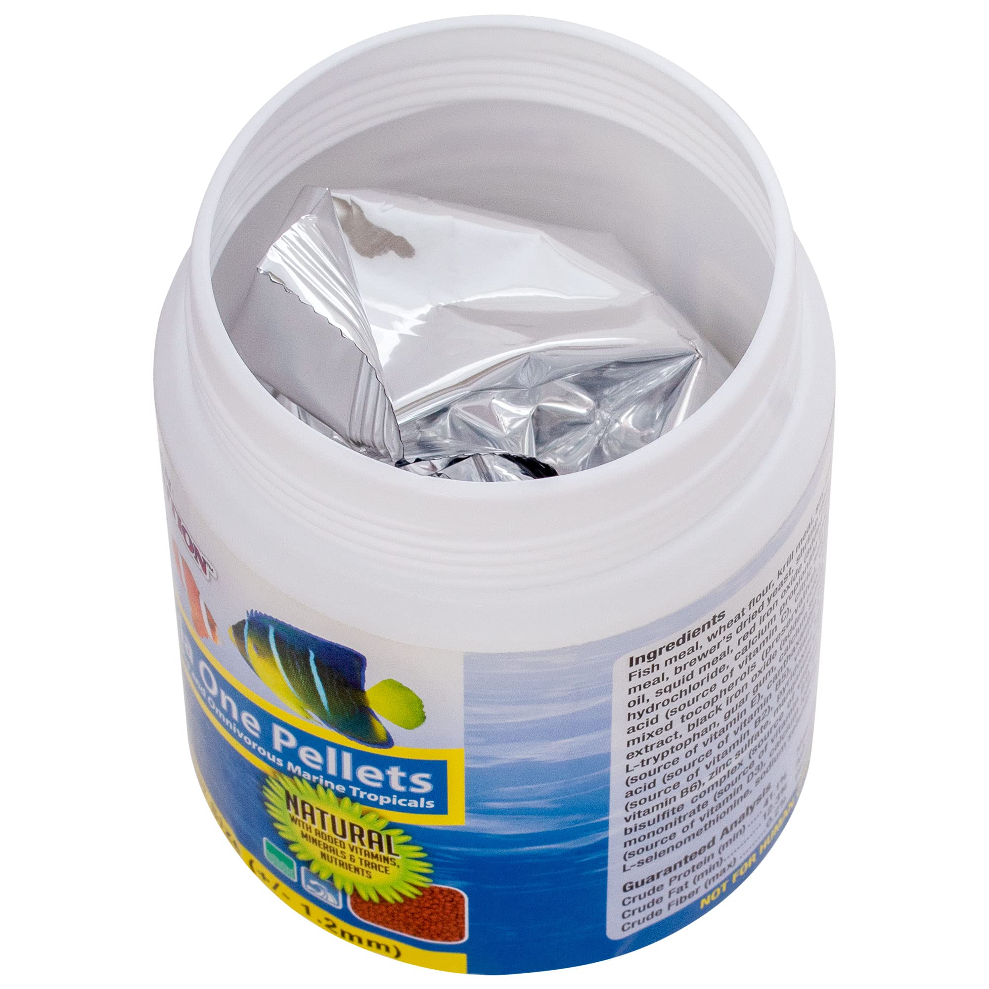 Ocean Nutrition non-clouding formula keeps aquarium water clear during feeding.