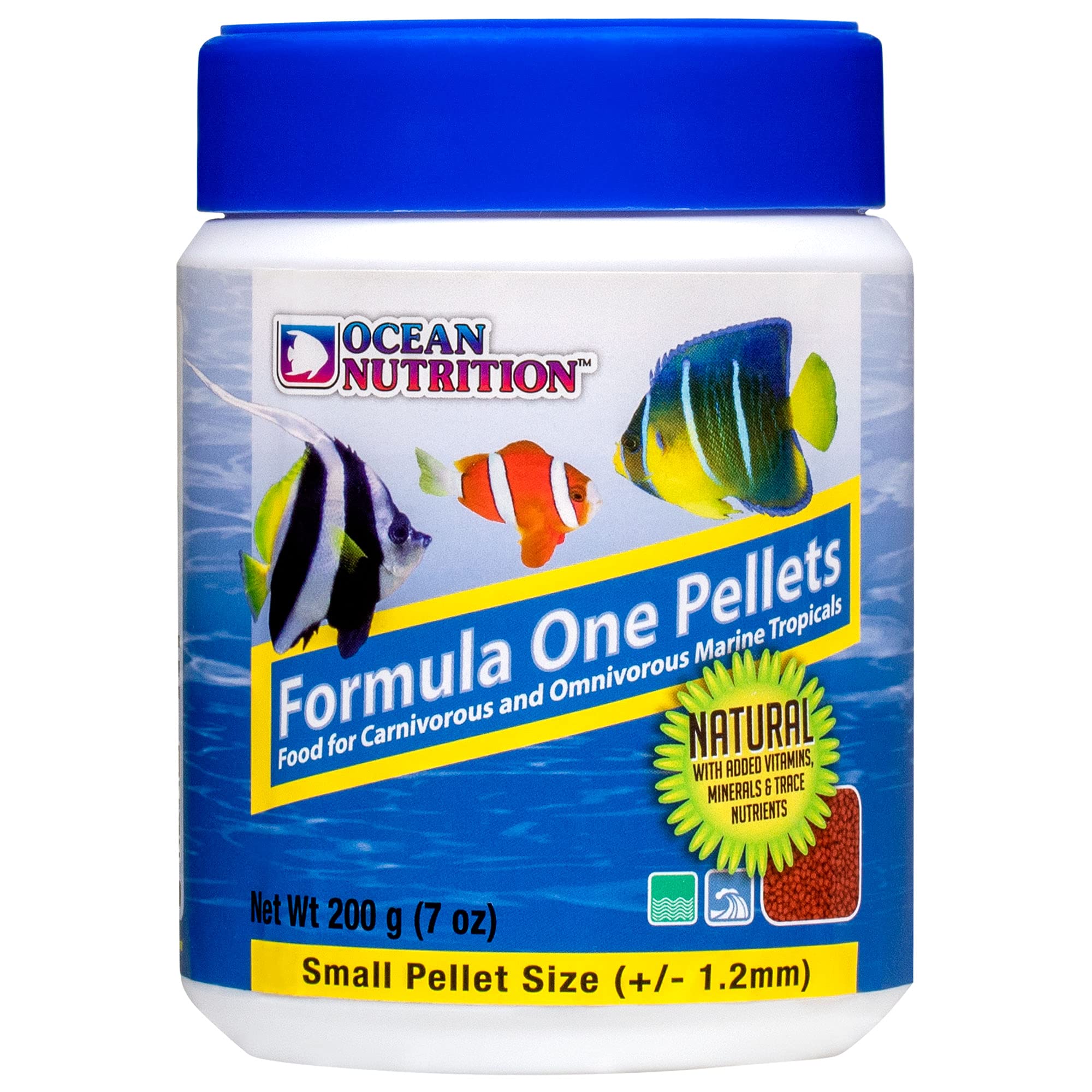 Ocean Nutrition tropical fish food soft pellets closeup shows texture for balanced nutrition.