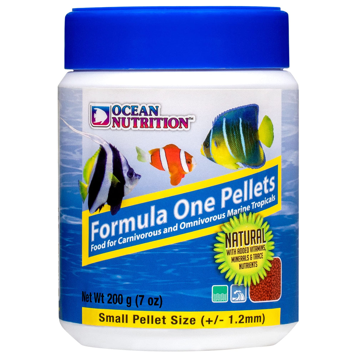 Ocean Nutrition tropical fish food soft pellets closeup shows texture for balanced nutrition.
