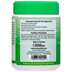 Ocean Nutrition Formula Two ingredients spirulina highlight nutrient-rich blend for herbivores.