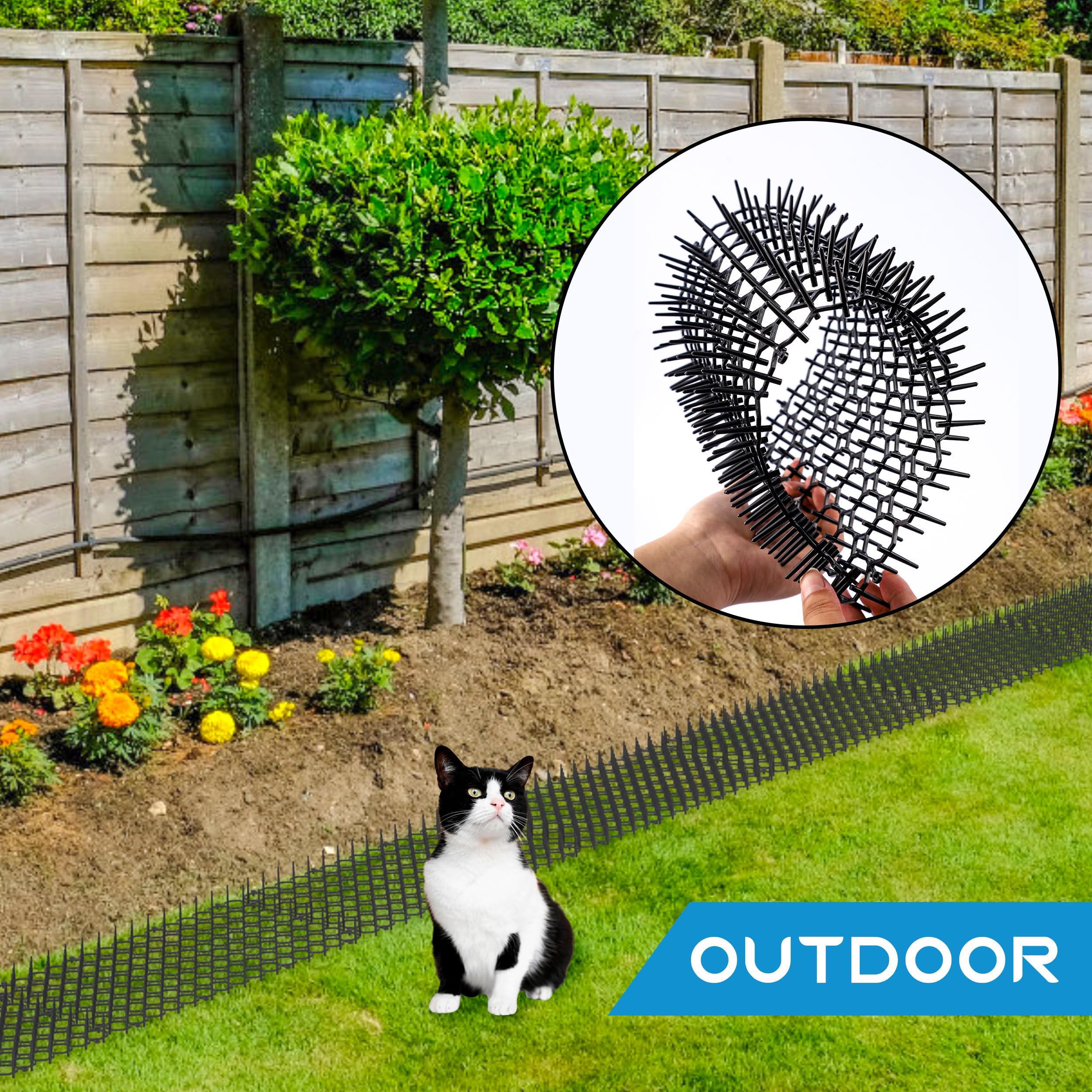 OceanPax cat spikes in 10-pack deter digging near pots.