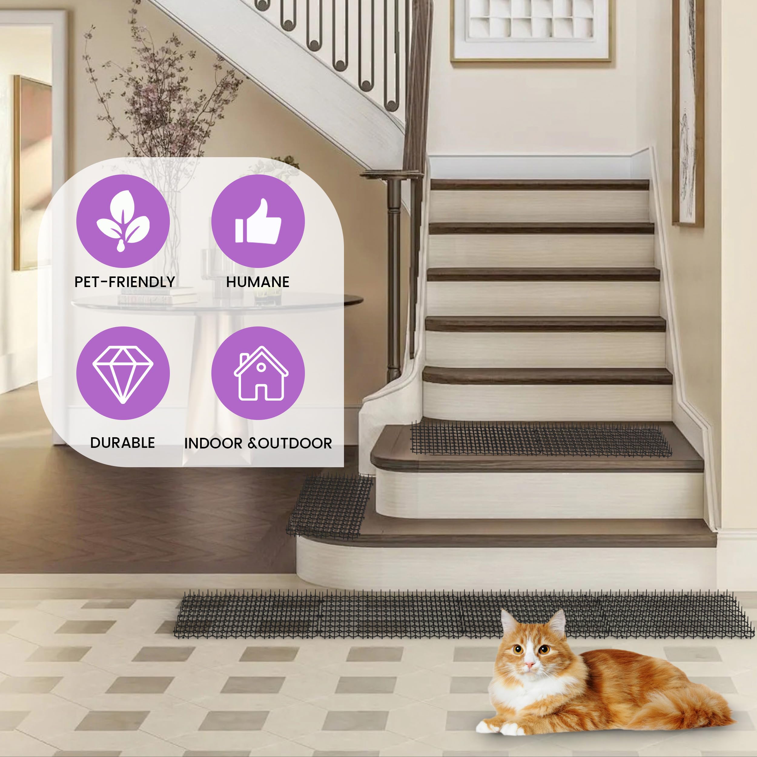 OCEANPAX weather-resistant cat deterrent mat endures outdoor elements.