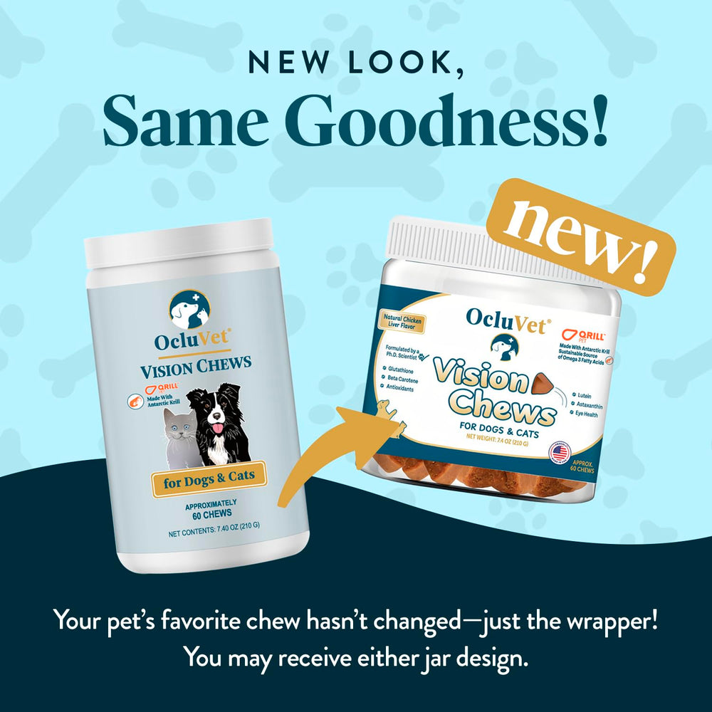 OcluVet Vision Chews in bowl showing tasty daily eye wellness bites