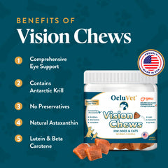 OcluVet Vision Chews ingredients with krill and astaxanthin for eye nourishment