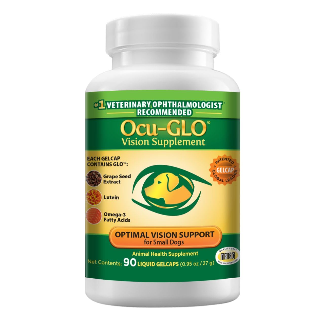 Ocu-GLO canine vision bottle for small dogs, eye health support