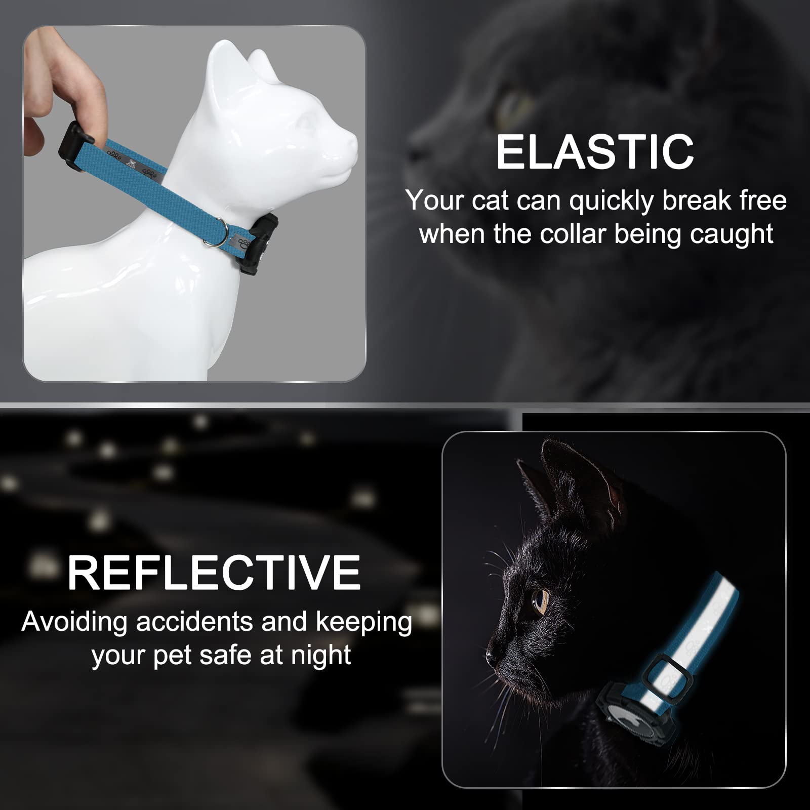Odokele airTag cat collar elastic breakaway for quick release safety
