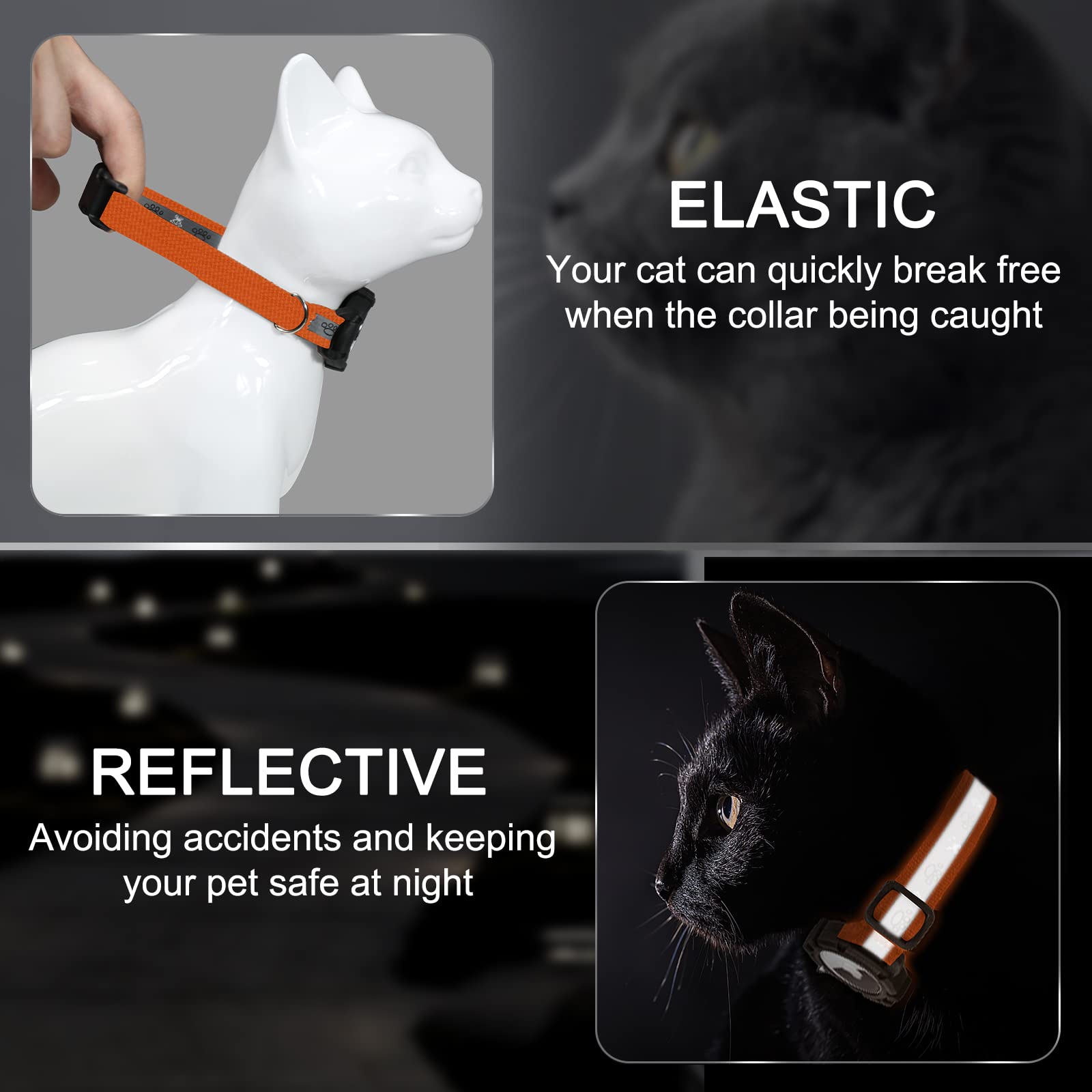 Odokele AirTag cat collar nylon close-up highlighting soft material