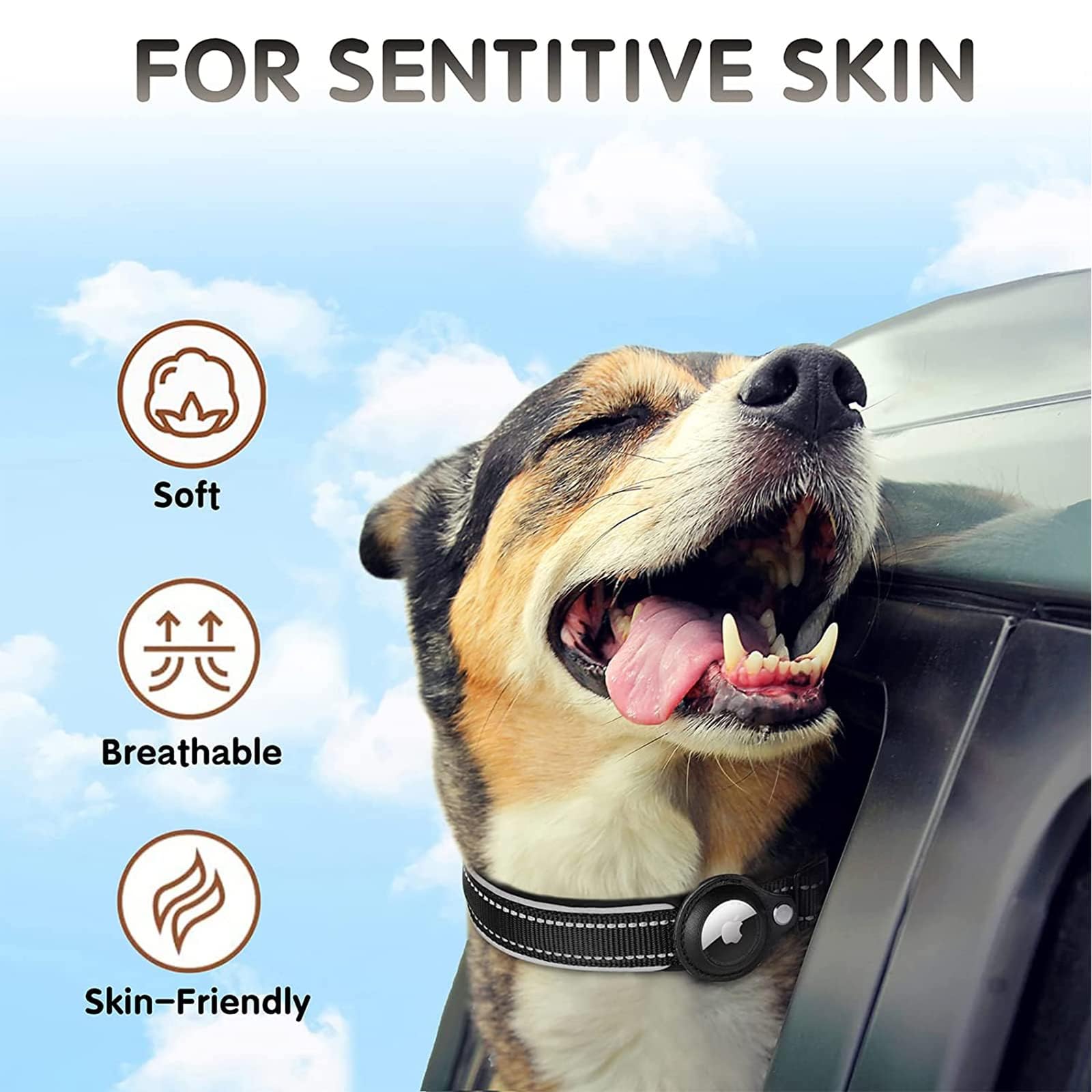 Odokele AirTag collar adjustable sizing fits small to XL dogs for everyday use.