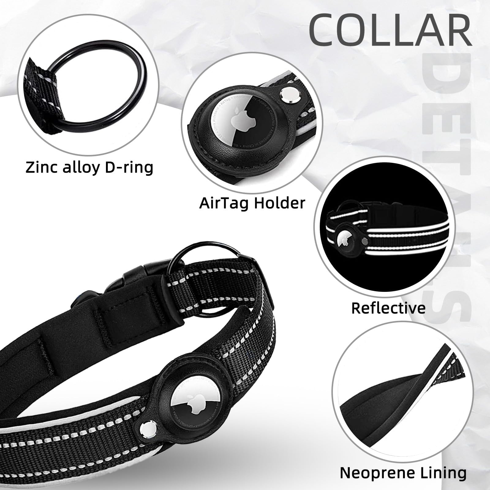 Odokele AirTag collar worn at dusk demonstrates padded, durable design for night walks.